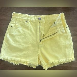 Billabong X Wrangler yellow high waisted jean shorts